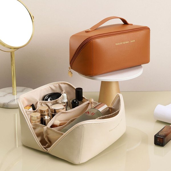 [1+1] 고퀄리티 대용량 화장품 가죽파우치 컬러4종 (총 2개입)