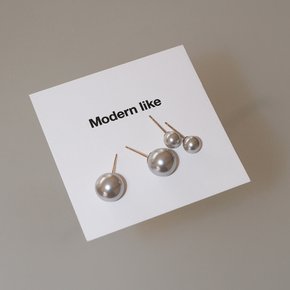 [ 본사정품 / 실크 파우치 쇼핑백 증정 ] 실버 925 그레이 진주 침 귀걸이 10mm