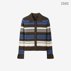 울 블렌드 멀티 스트라이프 슬림 가디건 BR_V264KSL932