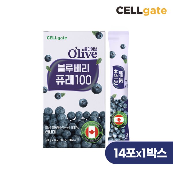 올라이브 블루베리 퓨레 100 안토시아닌 스틱 20g 14포 x 1박스