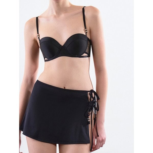 더블 빅볼 랩 스커트 커버업 (Black)
