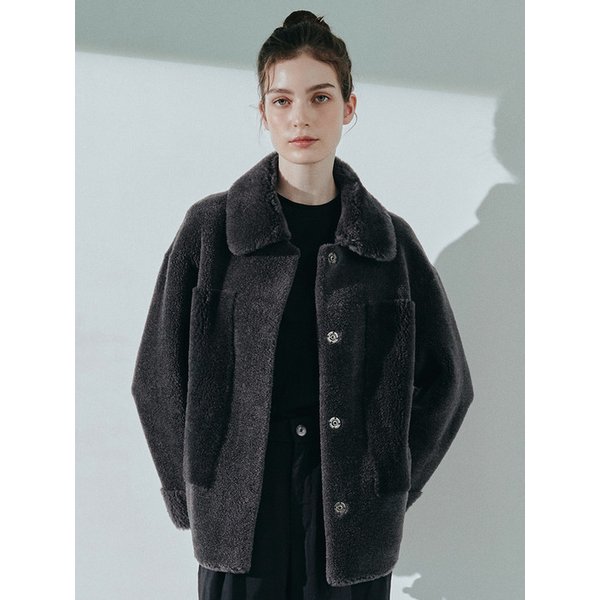 리얼 양털 시어링 자켓 [그레이]