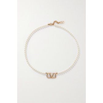 발렌티노 브이로고 골드 톤 인조 진주 네크리스 1647597320672048