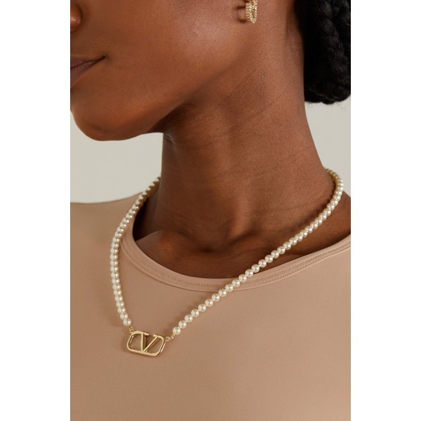 브이로고 골드 톤 인조 진주 네크리스 1647597320672048