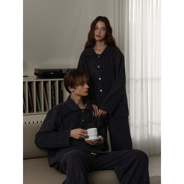 시그니처 블랙 수피마 테리 파자마 팬츠