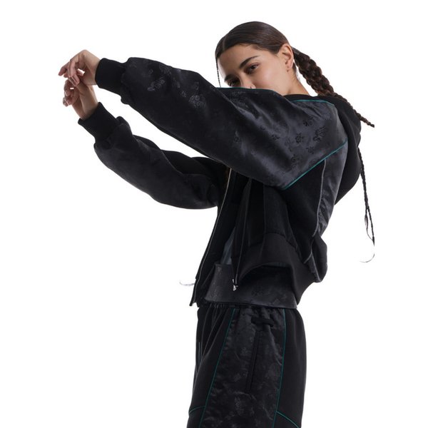 Curved Hoodie zip-up (black)