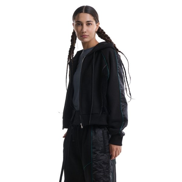 Curved Hoodie zip-up (black)
