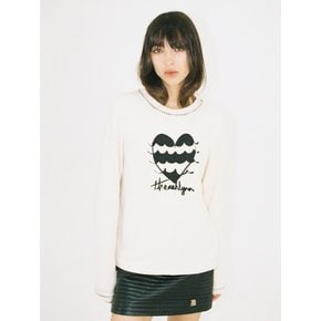 VINNY HEART WAVE LONG SLEEVE TOP_CREAM