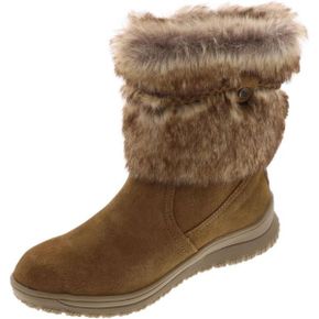 영국 미네통카 부츠 Minnetonka Womens Everett Suede Fur Boot Round Toe Dusty 브라운 Size 5.