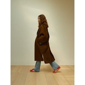 [handmade] Belted Slit Wool Coat (Brown)