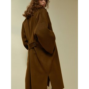 [handmade] Belted Slit Wool Coat (Brown)