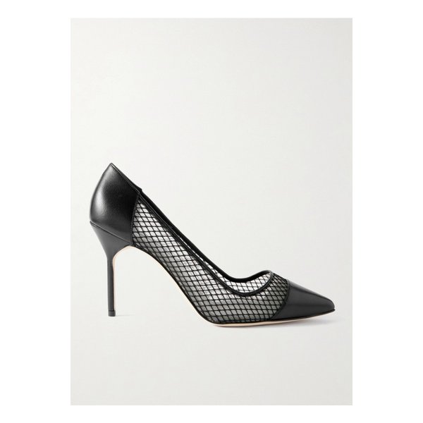 가죽 트림 메시 펌프스 1647597347833086