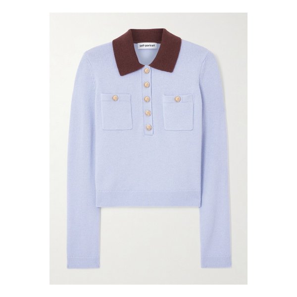 투톤 울 혼방 폴로 셔츠 블루 46376663162915054