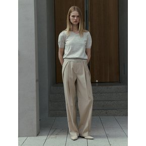 WOOL LINEN BLEND SHIRRING KNIT TOP