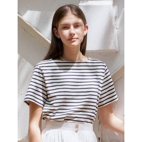 S Boat Neck Stripe Half Tshirt_3colors