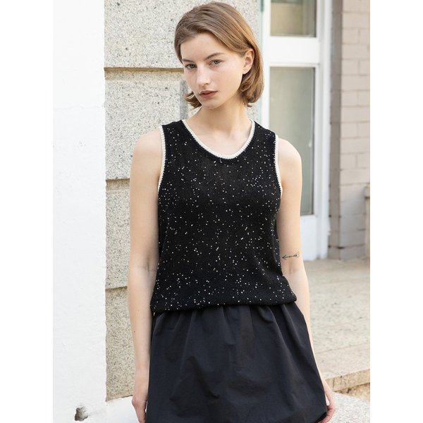Sleeveless knit top_Black