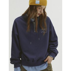 High Neck String Sweatshirt_Navy