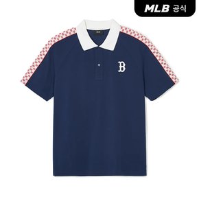 [코리아공식]모노그램 부분패턴 카라 티셔츠 BOS (Navy)