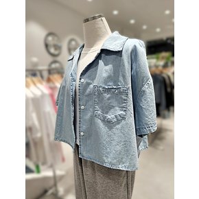 [여주점] 오픈카라 데님 크랍셔츠 (AR2DB565)