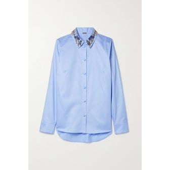 ADAM LIPPES Embellished Cotton-poplin Shirt 라이트 블루