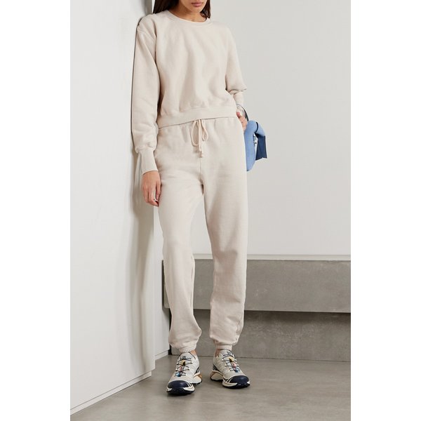 딜런 테이퍼드 코튼 저지 트랙 팬츠 아이보리 1647597321277023