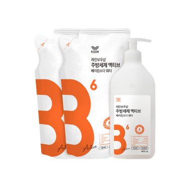 레인보우샵 주방세제 액티브 베이킹소다 워터 400ml 리필 세트(400ml용기1개 + 400ml리필2개)