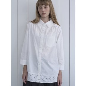 Dot shirring shirt_white