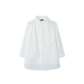 Dot shirring shirt_white