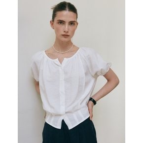 DRAWSTRING SHIRRING BLOUSE_IVORY