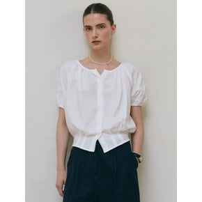 DRAWSTRING SHIRRING BLOUSE_IVORY