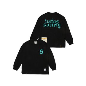 OLD LETTER  OVERSIZED LONG SLEEVES T-SHIRTS BLACK