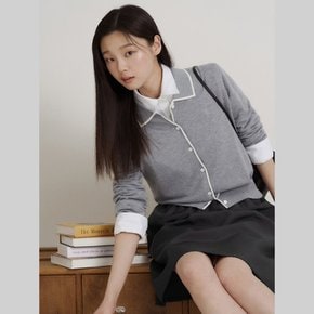 26S/S  BF625AC113  코튼 플레인 칼라 배색 카디건 - 그레이 GN