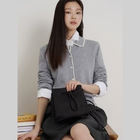 26S/S  BF625AC113  코튼 플레인 칼라 배색 카디건 - 그레이 GN