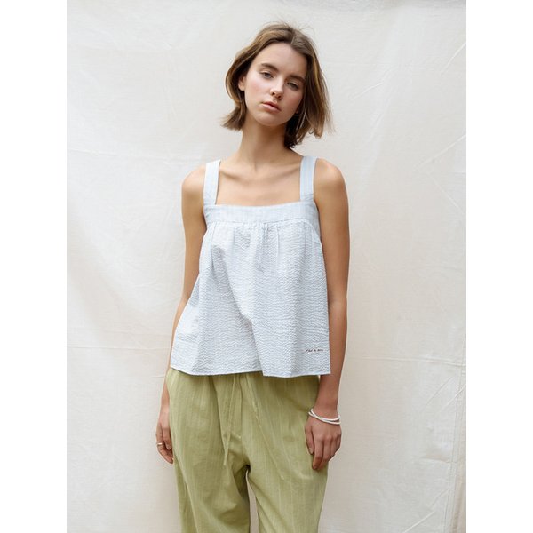 FLOWY STRIPED BLOUSE [SKY BLUE] / 2COLOR