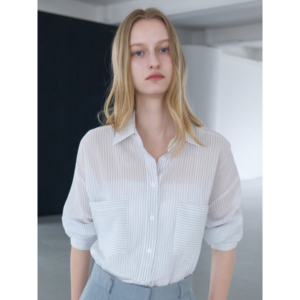 시스루 스트라이프 셔츠 라이트블루 amr2316