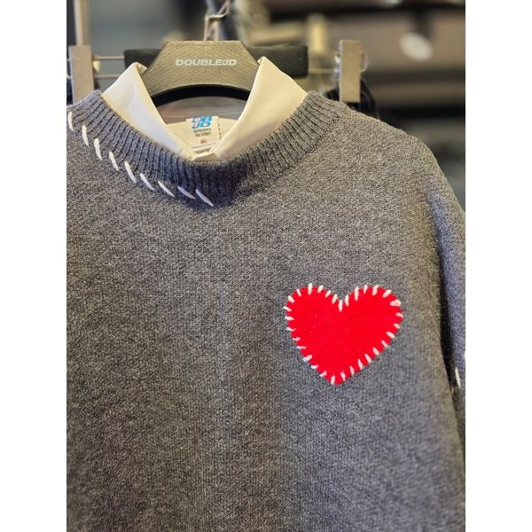 [시흥점] 하트 리얼스티치 세미오버핏 니트(남여공용)/JGZZ51B04GY