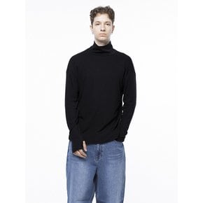 Spandex Finger-warmer Turtleneck - Black /M243TP04BK