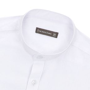 화이트 반팔 슬림핏 레이온혼방 차이나카라 솔리드 셔츠 (TSS507)