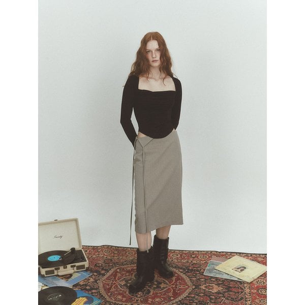 [리퍼브]UNBALANCE FLIP SKIRT (KHAKI GREY)