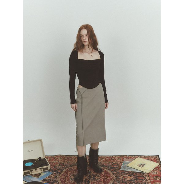 [리퍼브]UNBALANCE FLIP SKIRT (KHAKI GREY)