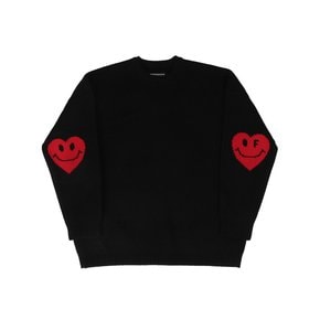 [UNISEX]엘보우 하트 라운드 니트_블랙