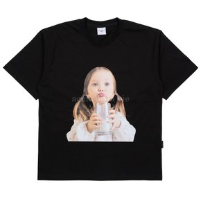 BABY FACE MILK GIRL SHORT SLEEVE T-SHIRT BLACK- 우유소녀