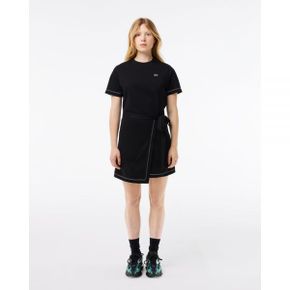 Lacoste 라코스테 반팔 대조 트리밍 오버사이즈 저지 드레스 - 블랙