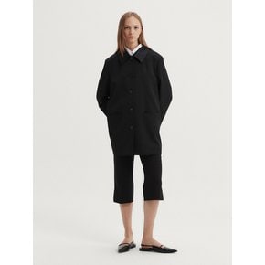 SILK COLLAR MAC COAT (BLACK)