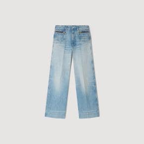 워싱 데님 스트레이트 진 Jeansblau SFPJE00790