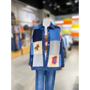 [여주점] 퍼피하우스 니트 배색 데님 점퍼 (BAJPA2541)