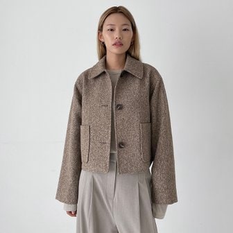 노타 TWEED FRONT POCKET JACKET BROWN