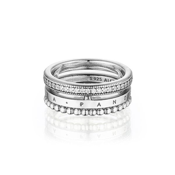시그니처 로고 파베 비디드 실버 반지 192312C01