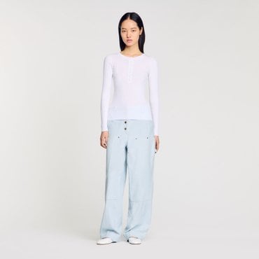 산드로 [25SS 시즌오프 30%] 골지 튀니지안 칼라 니트 스웨터 SF25S3FRP2290