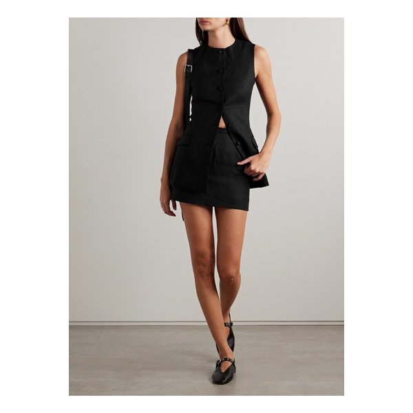 페이스풀 제인 리넨 미니 스커트 블랙 1647597352524581